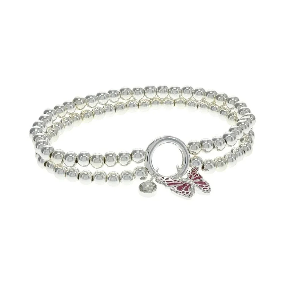 Alex and Ani Bracelet Women's OS Shiny Silver Butterfly Double Stretch JDM677